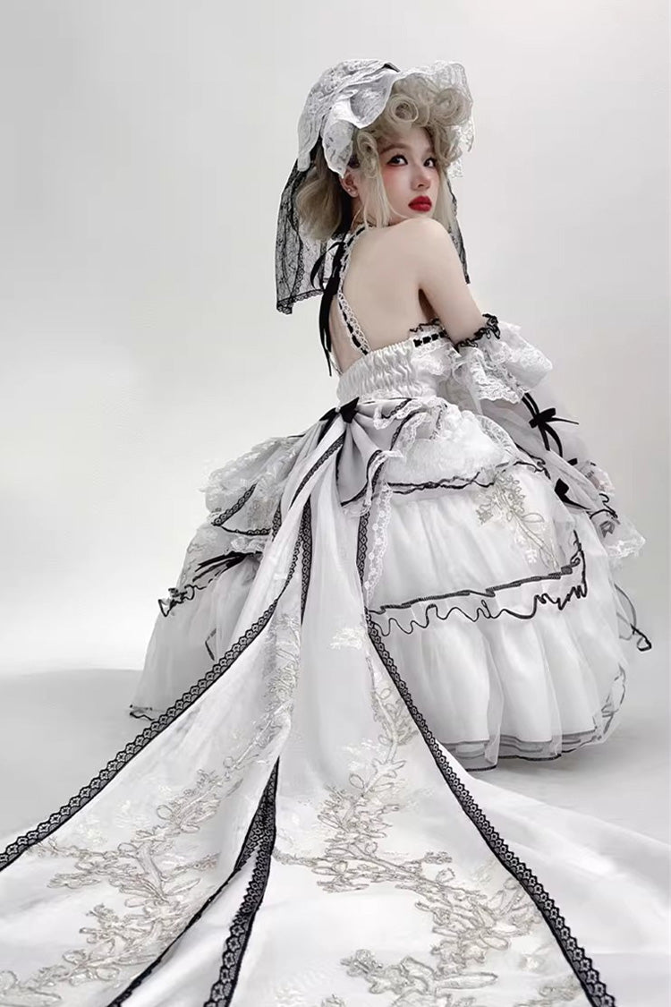 Plus Size Gothic Gorgeous JSK Dress with Multi-Layered Ruffled Lace - Cascade Poem