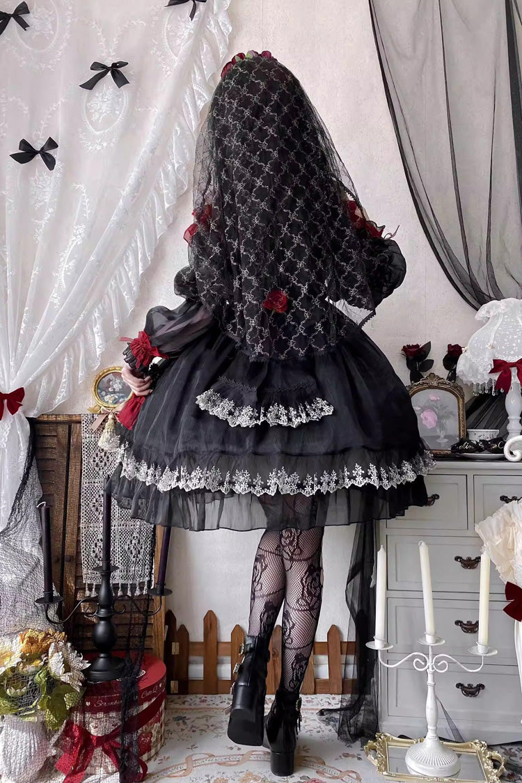 Perlia's Night Ruffled Open-Front Lolita Dress - Noir