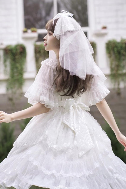 Jacquard Bowknot Jsk Dress - Sweet Elegant Lolita Multi-Layer