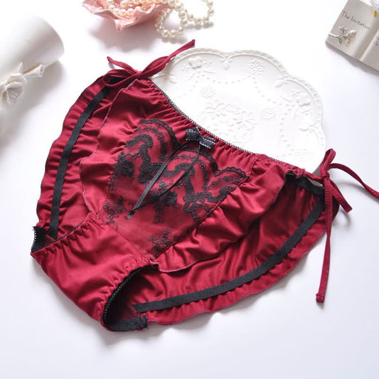 Bow knot Flouncing Lace-up Panty