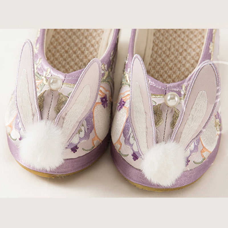 Süße lila Bunny Fuzzy Ball Plattform High Heels Schuhe