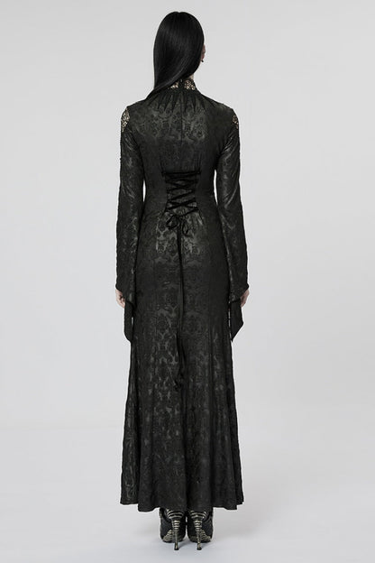 Long Sleeve Hollow Embroidery Women's Gothic Dress