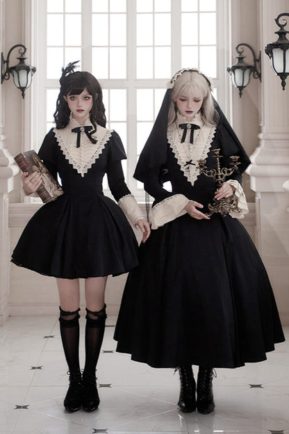 Letters and Poems Nocturne Nun Long Sleeves Ruffle Gothic Lolita Long Dress