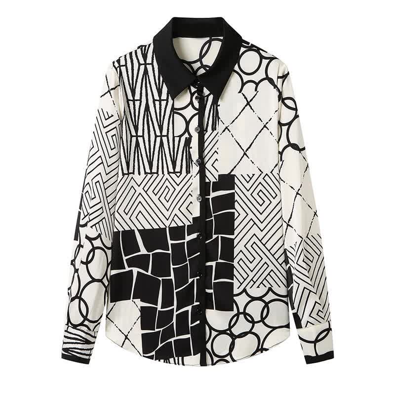 Graphic Print Lapel Shirt Workwear