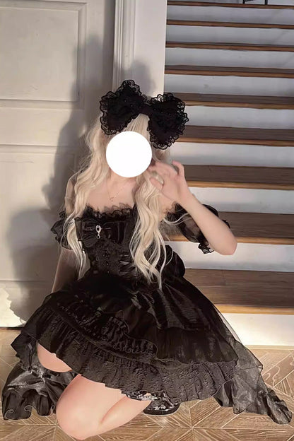 Ruffle Bowknot Gothic Lolita JSK Dress