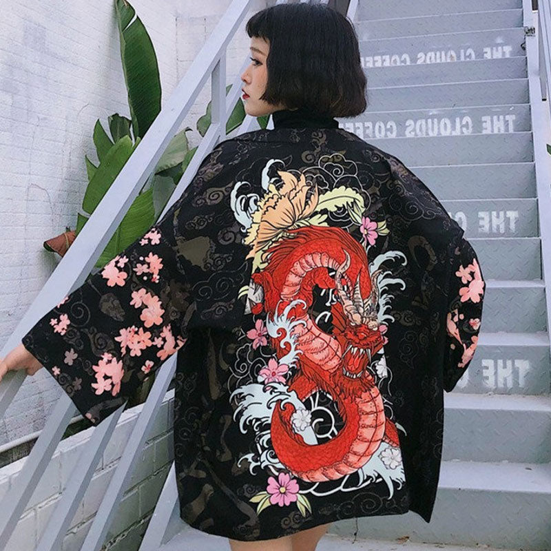 Vintage Anime Sakura Kimono Outerwear Sun Protective