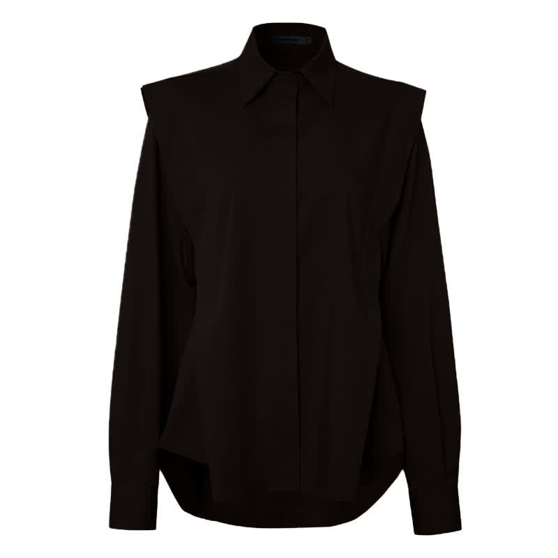 Elegant Lapel Long Sleeve Shirt Workwear