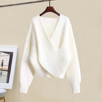 Casual Pants Chic Sweater Cross Knit