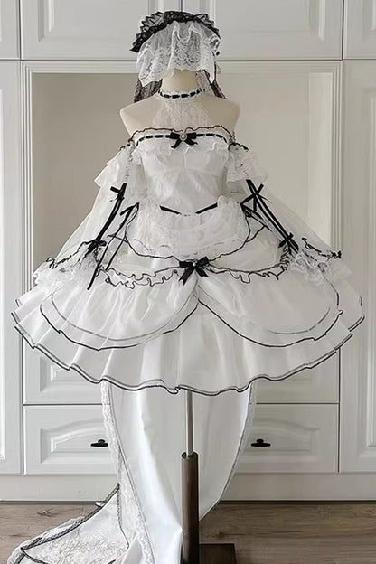 Plus Size Gothic Gorgeous JSK Dress with Multi-Layered Ruffled Lace - Cascade Poem