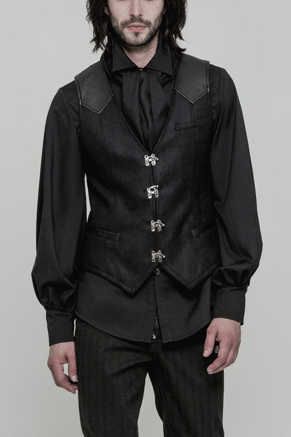Steampunk Vest with Metal Buttons and Stitching