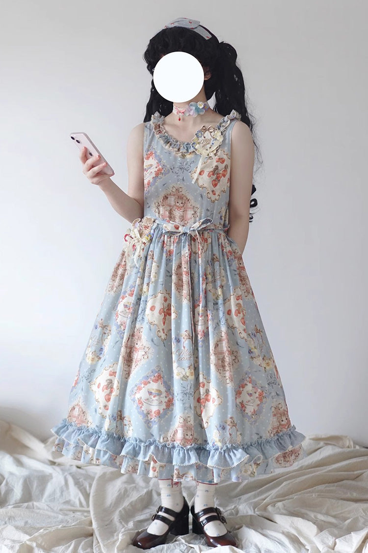 Rose Tea Sleeveless Jumper Dress with Bow