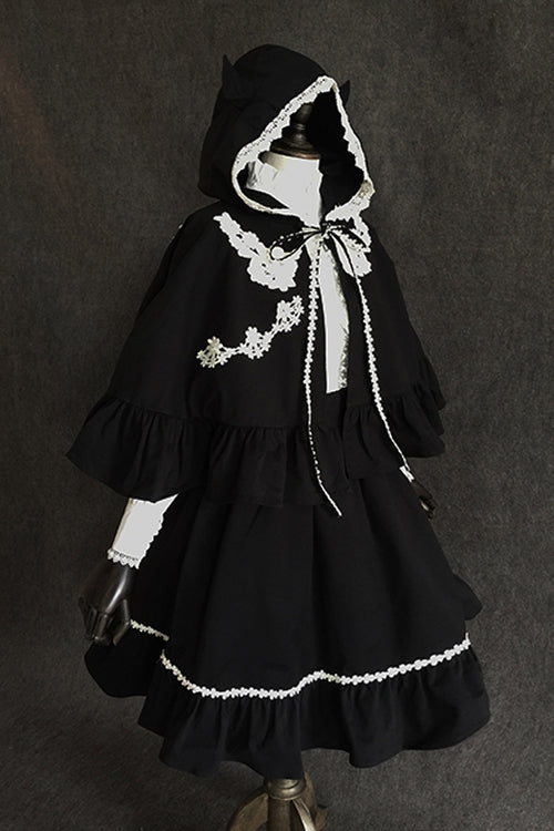Black Gothic Lolita Suspender Skirt with Devil Motif