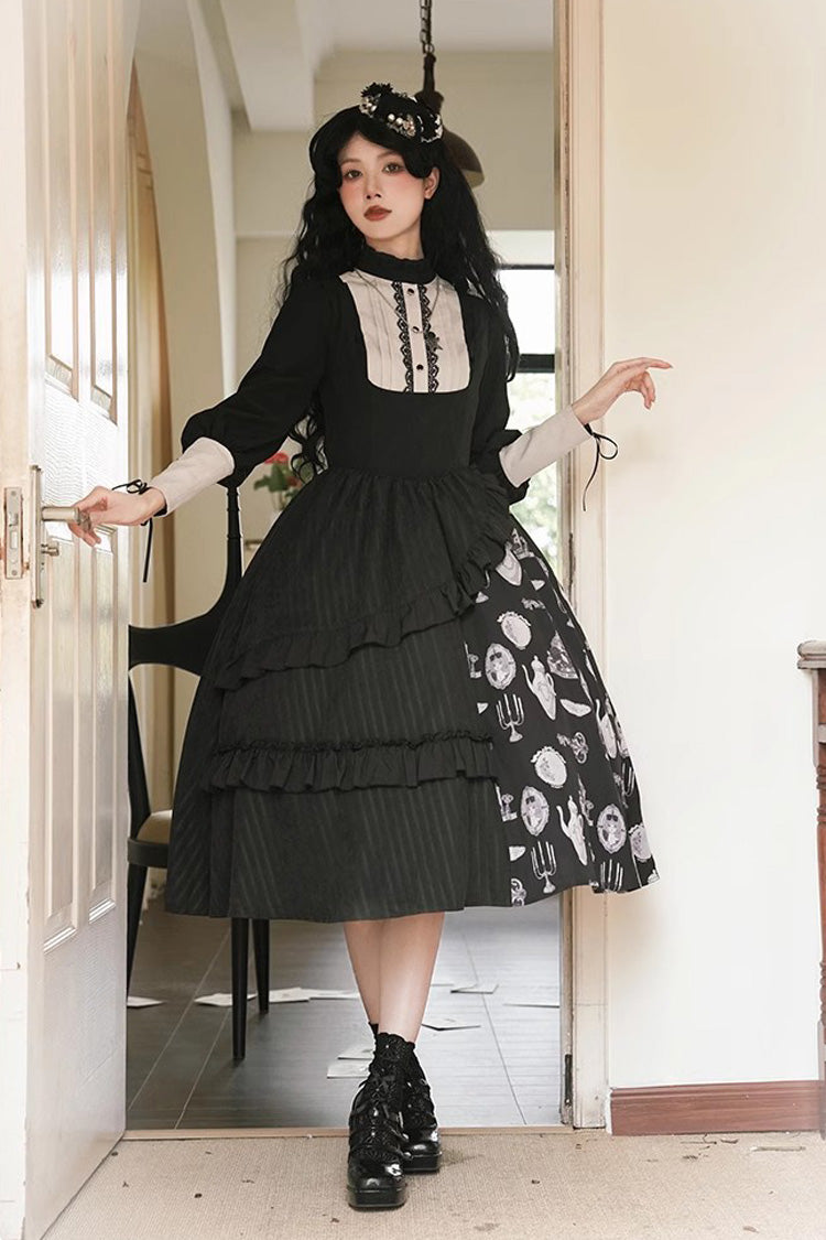 Autumn Winter Gothic JSK Dress with Lunar Eclipse Print