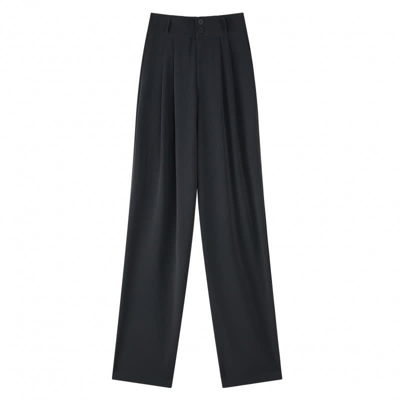 High Waist Wide Leg Double Button Drape Suit Pants