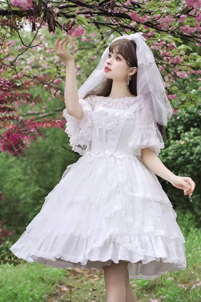 Jacquard Bowknot Jsk Dress - Sweet Elegant Lolita Multi-Layer