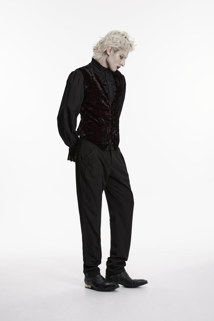 V Collar Velvet Retro Vest with Buckle