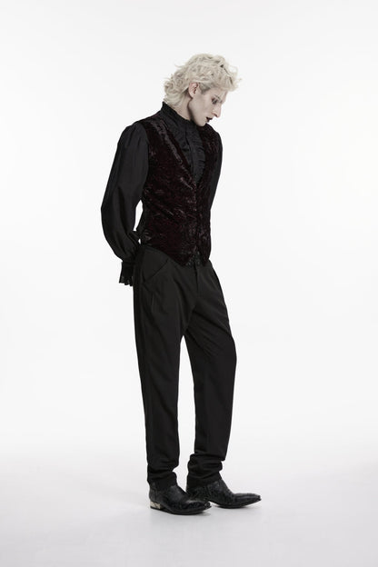 V Collar Velvet Retro Vest with Buckle