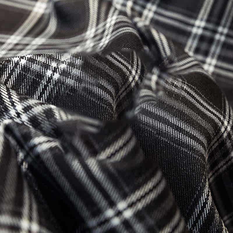 Skirt Tulle Plaid Shirt Button Front