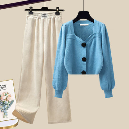 Sqaure Pants Plush Sweater Collar Casual Elegant Knit