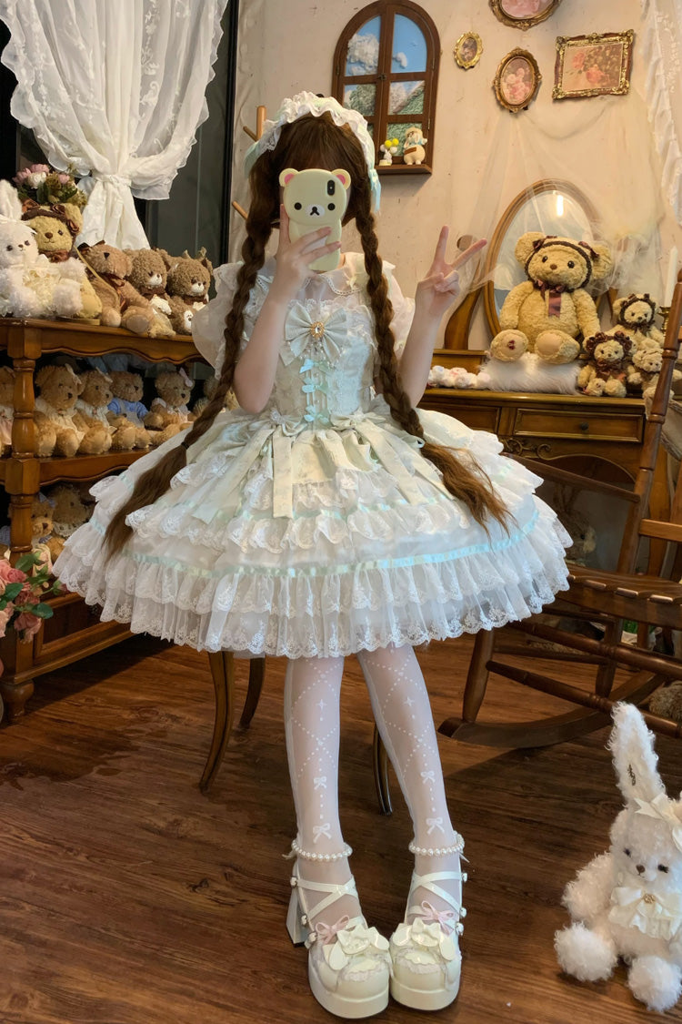 Emerald High-Waist Pearl Ballet Lolita JSK - Snow Kissed