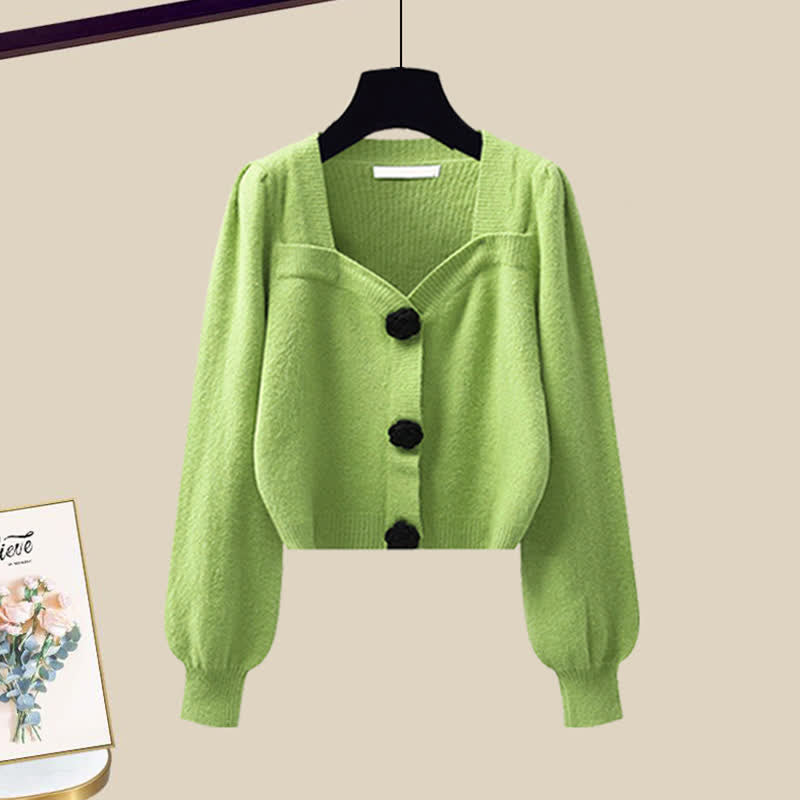 Sqaure Pants Plush Sweater Collar Casual Elegant Knit