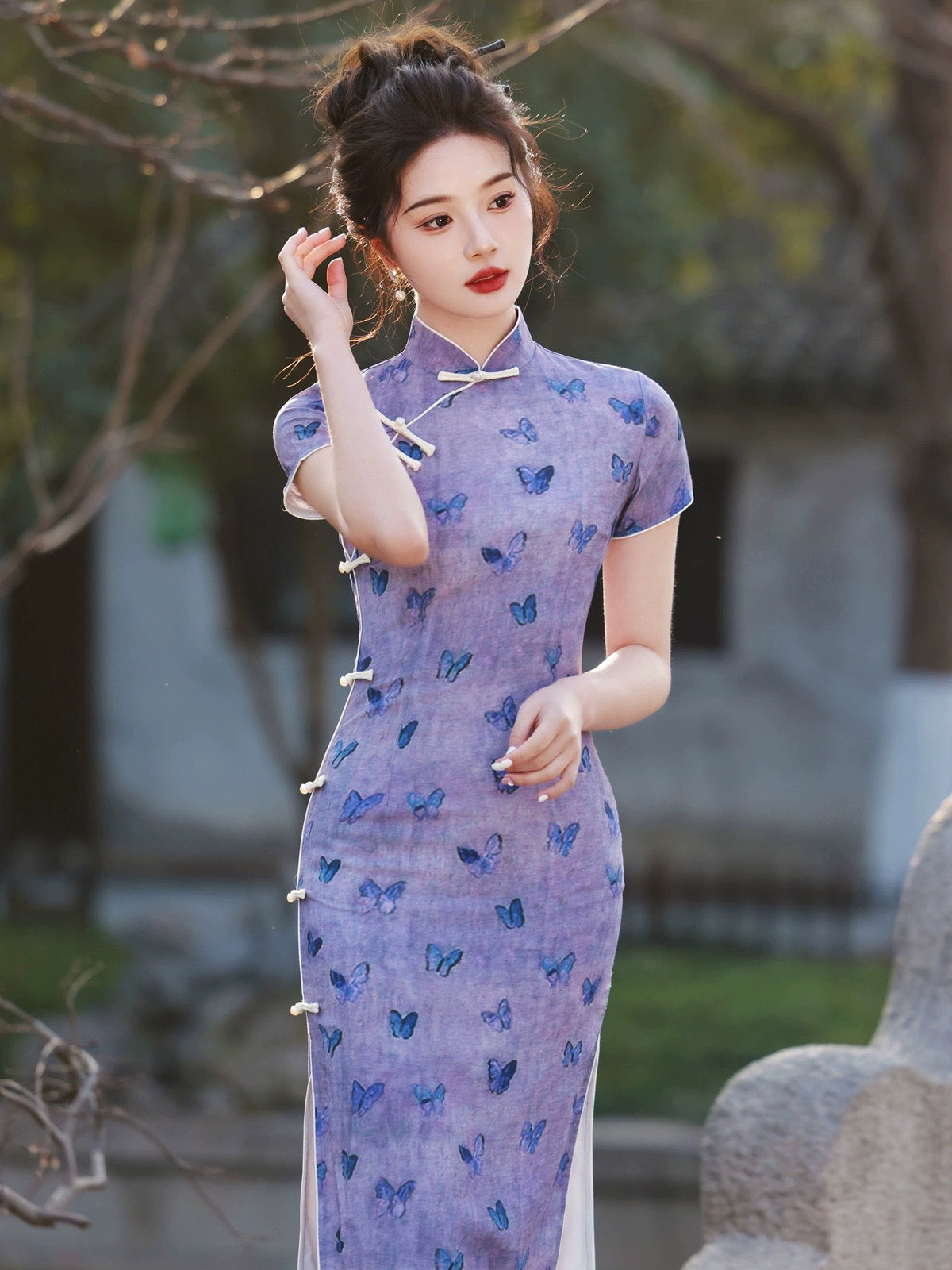 Purple Butterfly Cheongsam