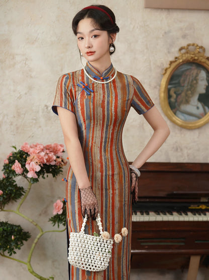 Bunter Streifen Cheongsam