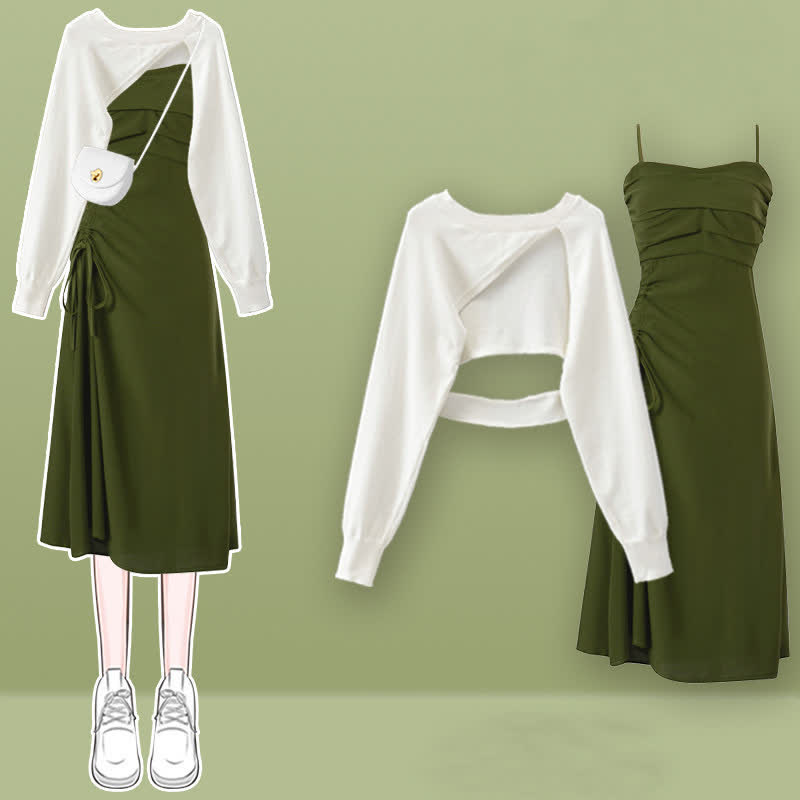 Sweater Hollow Dress Slip Denim Out Irregular