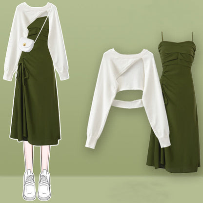 Sweater Hollow Dress Slip Denim Out Irregular