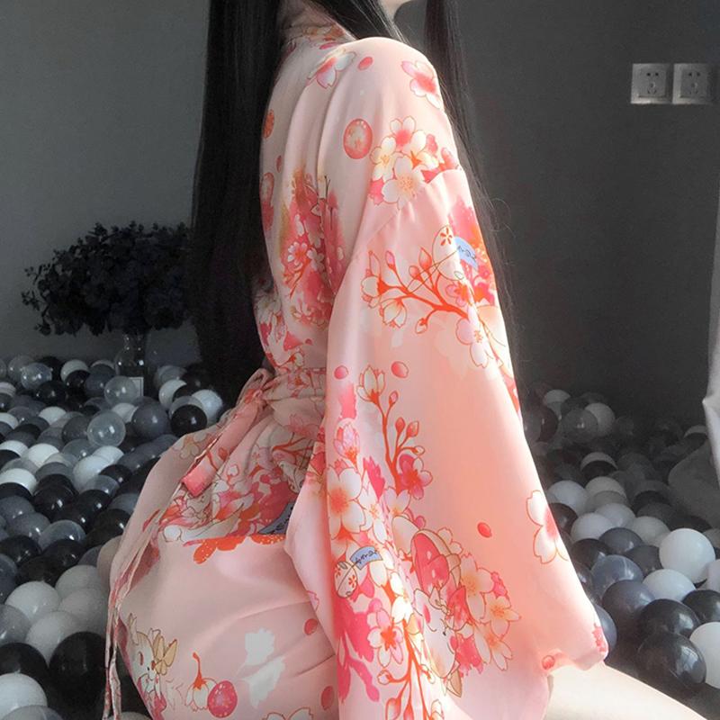 Sakura Floral Vintage Print Kimono Lingerie