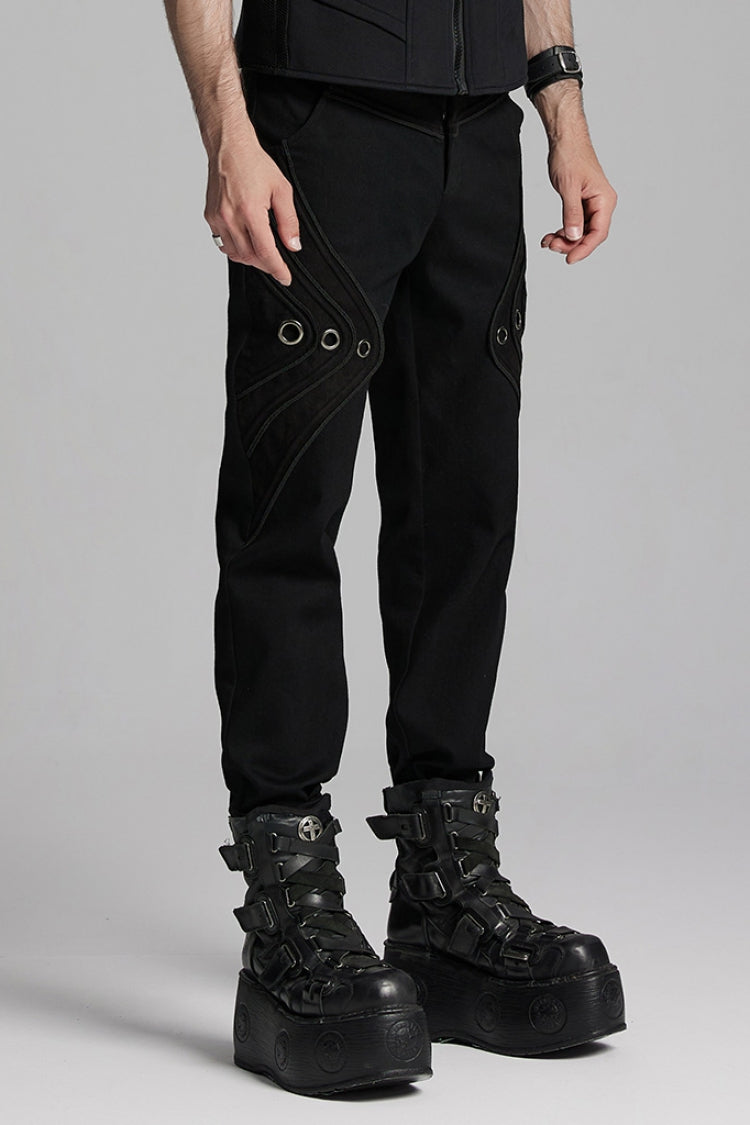 Gothic Skull-Print Trousers with Ring Details