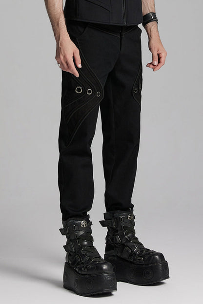 Gothic Skull-Print Trousers with Ring Details