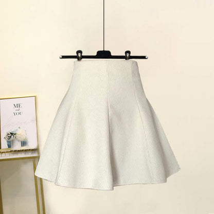 Plaid Knot Skirt Print Sweater Set Pleated Bow