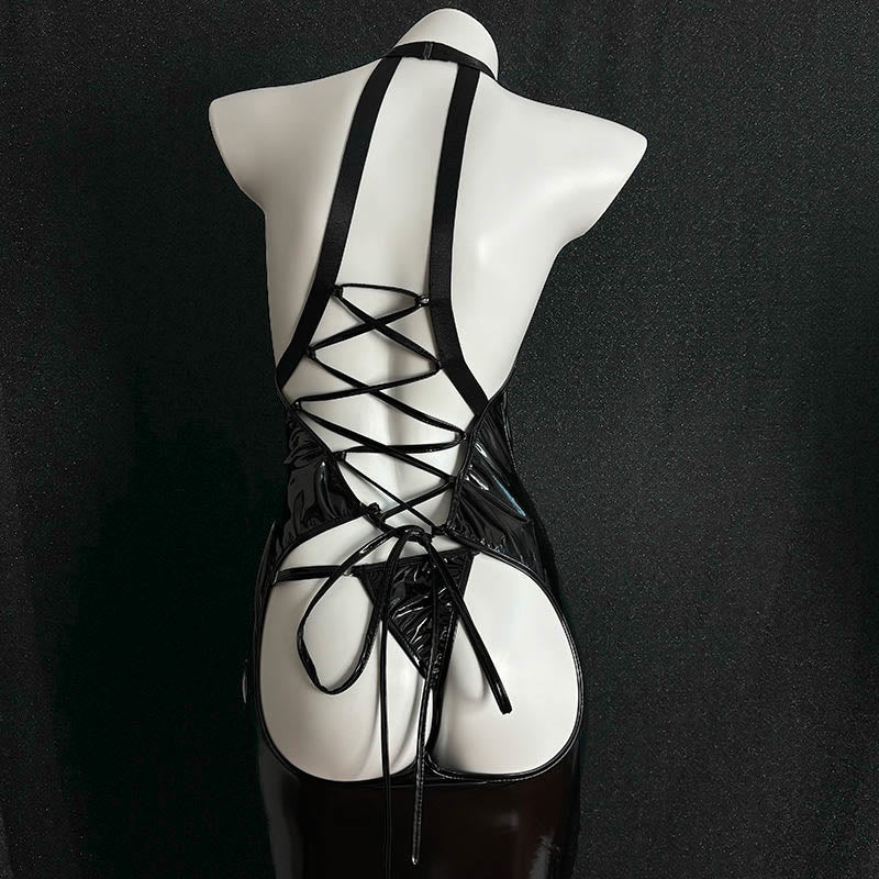 Robe de lingerie dos nu sirène noire cosplay