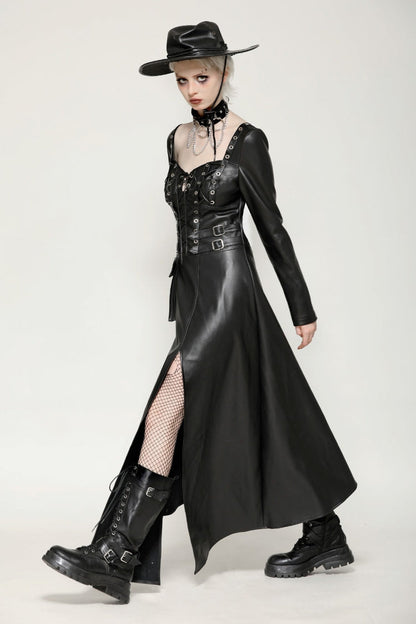 Jet Black Cut-Out Side Slit Asymmetrical Hem Punk Dress