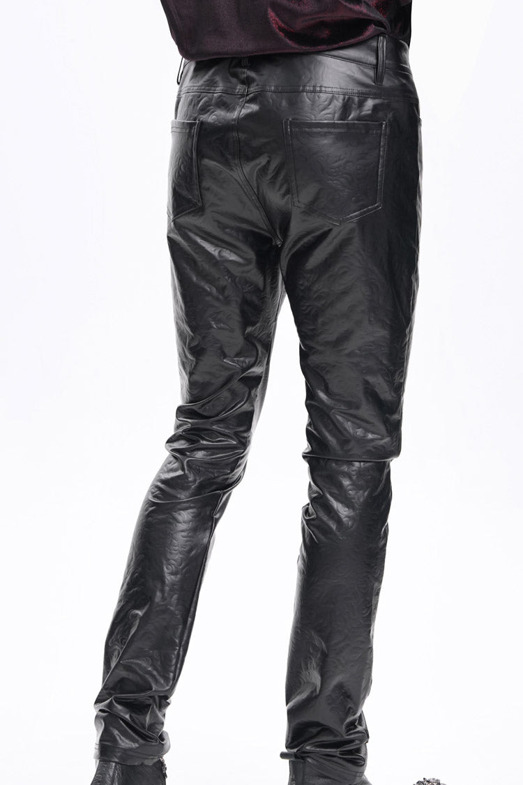 Gothic Men's Trousers with Faux Leather Button Detail