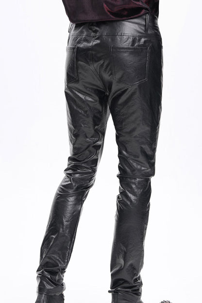 Gothic Men's Trousers with Faux Leather Button Detail