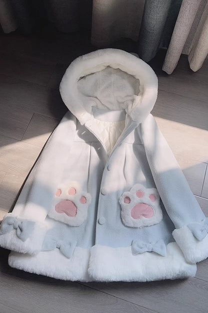 Calico Cat Long-Sleeve Hooded Daily Sweet Lolita Coat in Three Colors