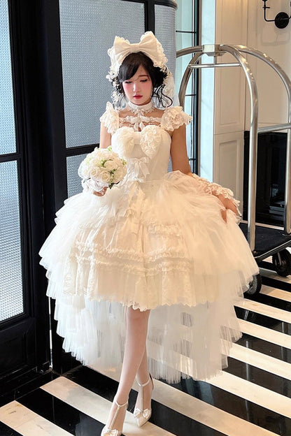 Halterneck Gothic Dress with Ruffled Hanayome Bow and Lace - Jewelry Love Story