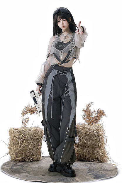 Infinite Battlefield Long Sleeves Printed Techwear Style Gothic Handsome Ouji Lolita Set