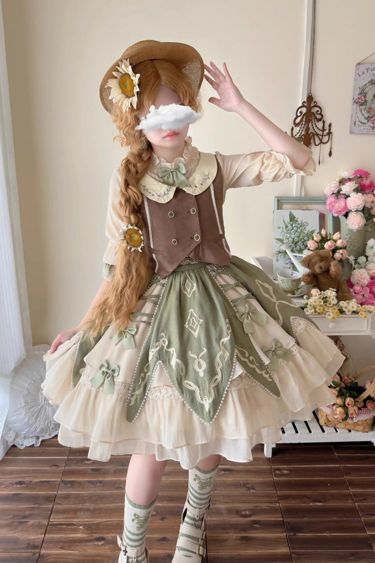Emerald Multi-Layer Print Bow Lolita 3-Piece Set - Wizard of Oz