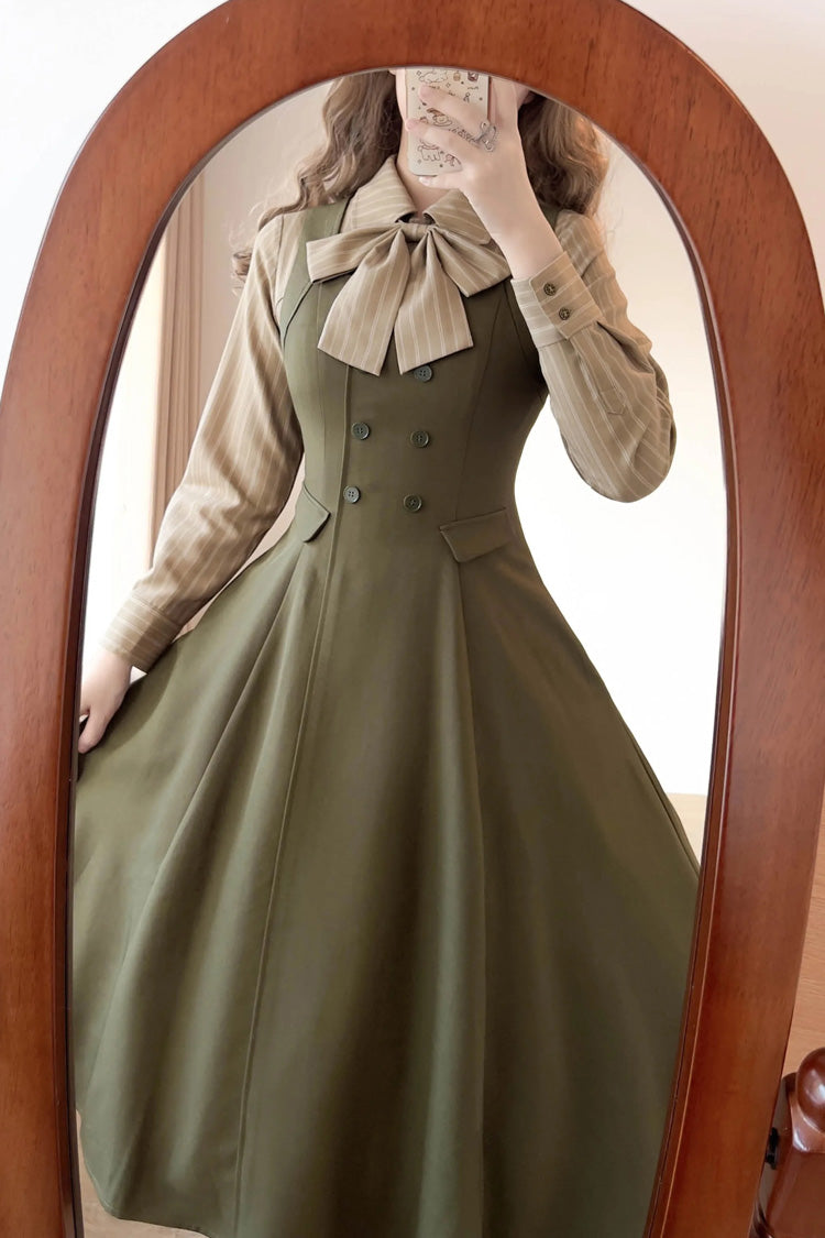 Emerald Misty Shirt Forest Square Collar Sleeveless Ruffled British Vintage Elegant Lolita JSK