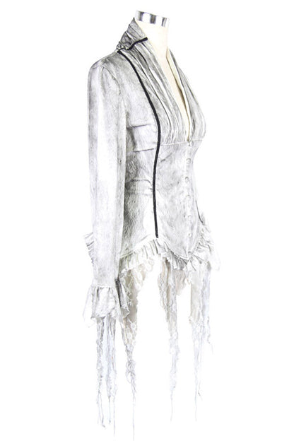 Gothic Lace-Up Back Blouse with Tassels
