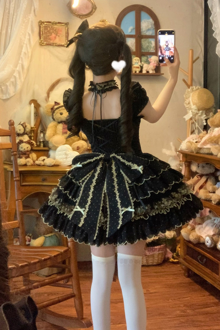 Polka Dot Bow Lolita JSK Dress with Ruffles