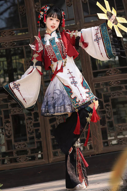 Printed Embroidered Chinese Style Lolita Dress - Multi-Color Fox Trace Codex