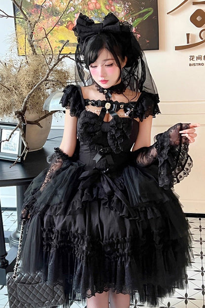 Jewelry Love Story Halterneck Ruffle Hanayome Bowknot Lace Gothic Lolita Dress