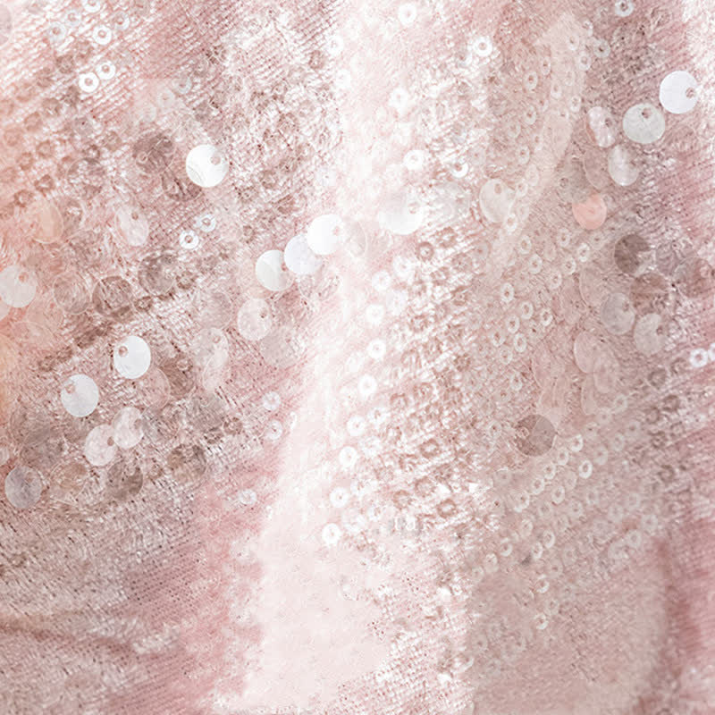 Chemise à boucle enchanteresse avec décor à paillettes et jupe en queue de poisson rose