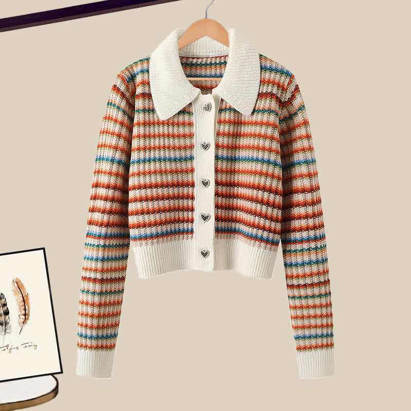 Pants Cardigan Rainbow Casual Colorful Stripe