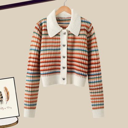 Pants Cardigan Rainbow Casual Colorful Stripe