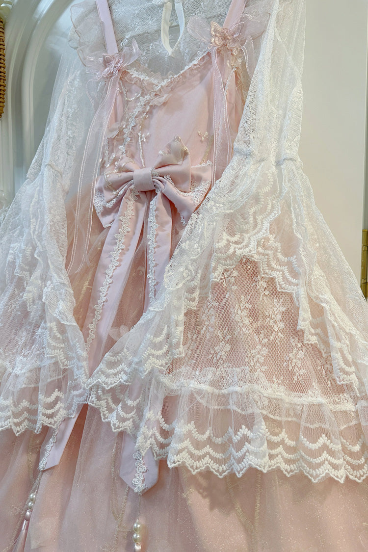 Sweet Sleeveless Ruffle Embroidery Bow Lace Chinese Style JSK Dress